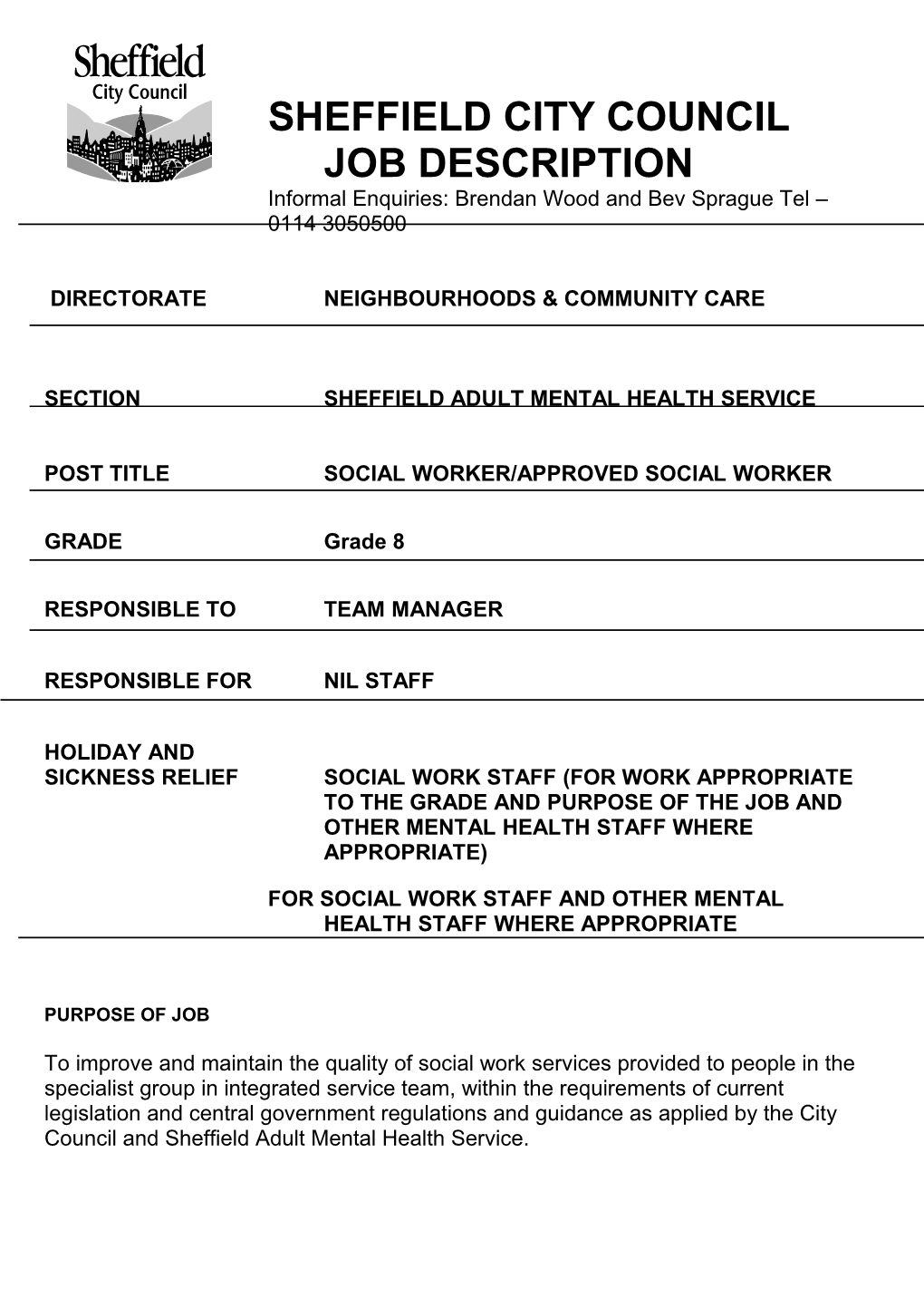 Sectionsheffield Adult Mental Health Service