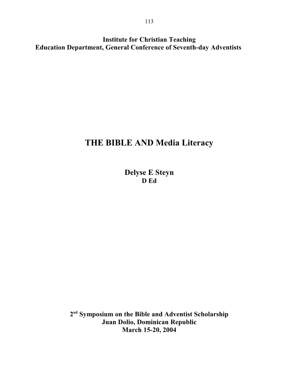 Bible and Media Literacy