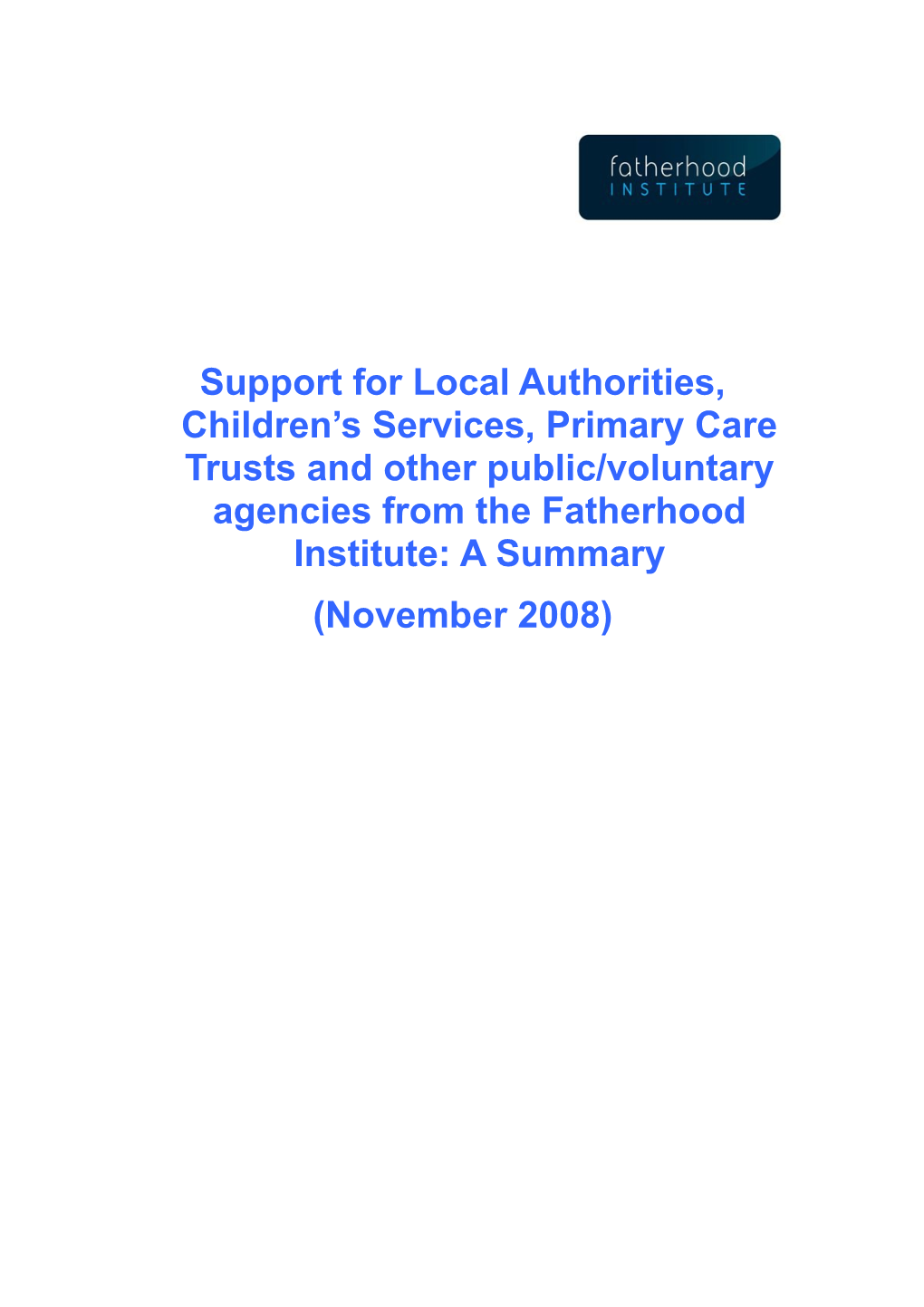 Fatherhood Institute Local Networks