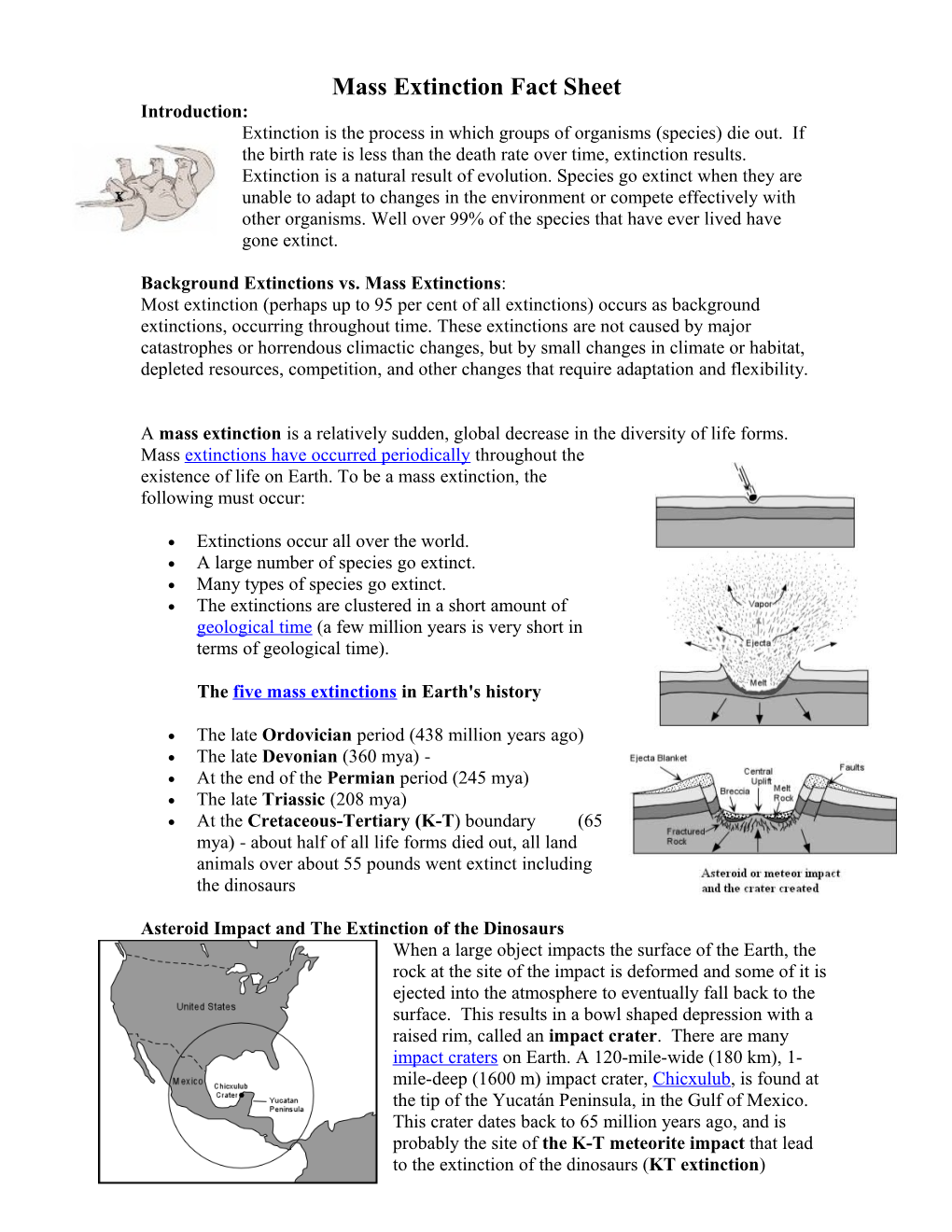 Mass Extinction Fact Sheet