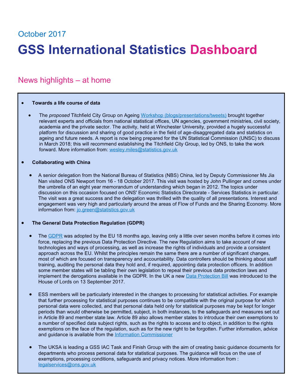 GSS International Statistics Dashboard