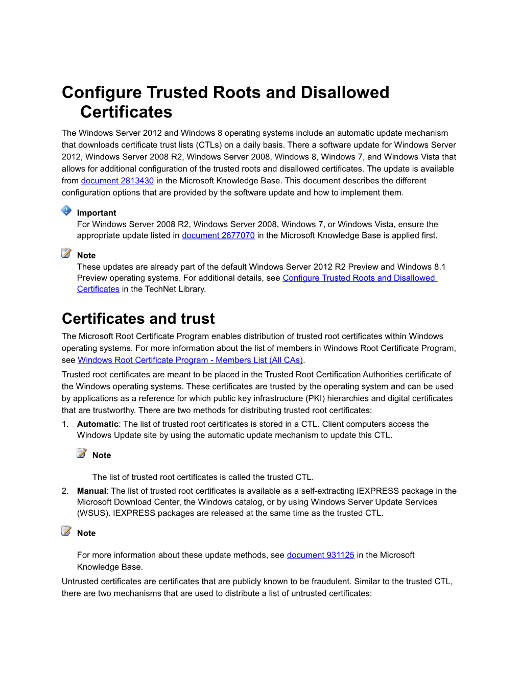 Configure Trusted Roots and Disallowed Certificates