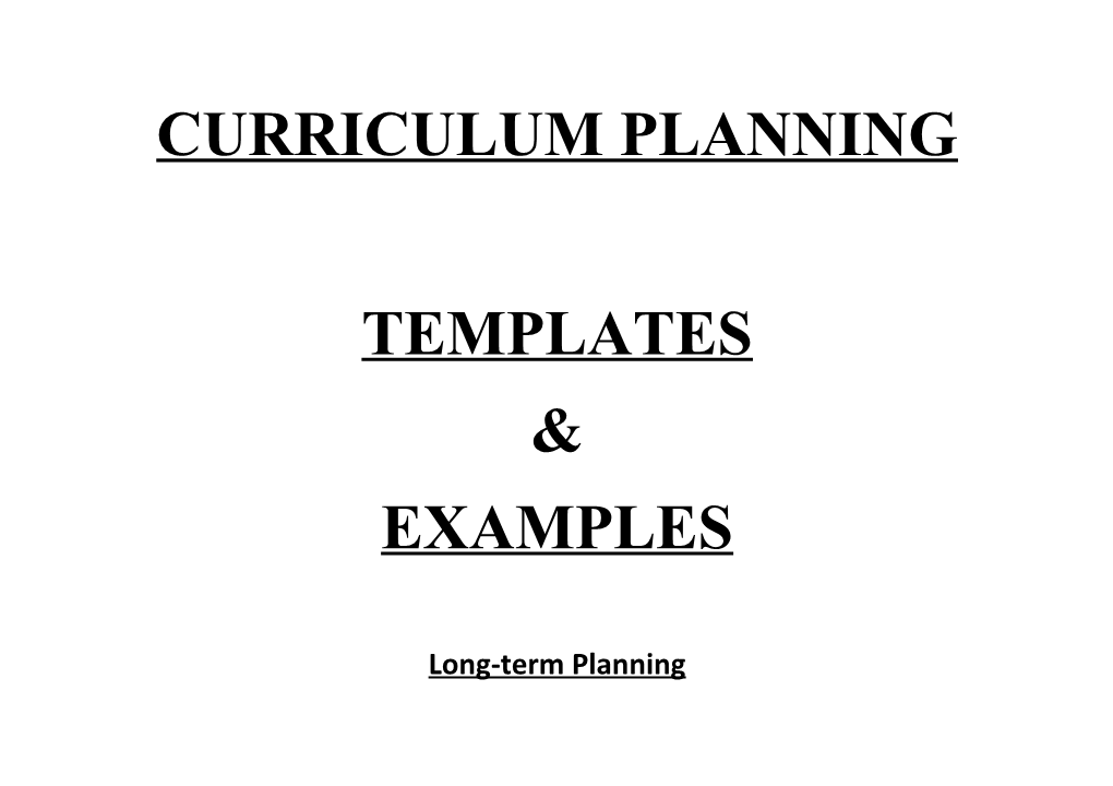 Guidelines: Short-Term Curriculum Planning