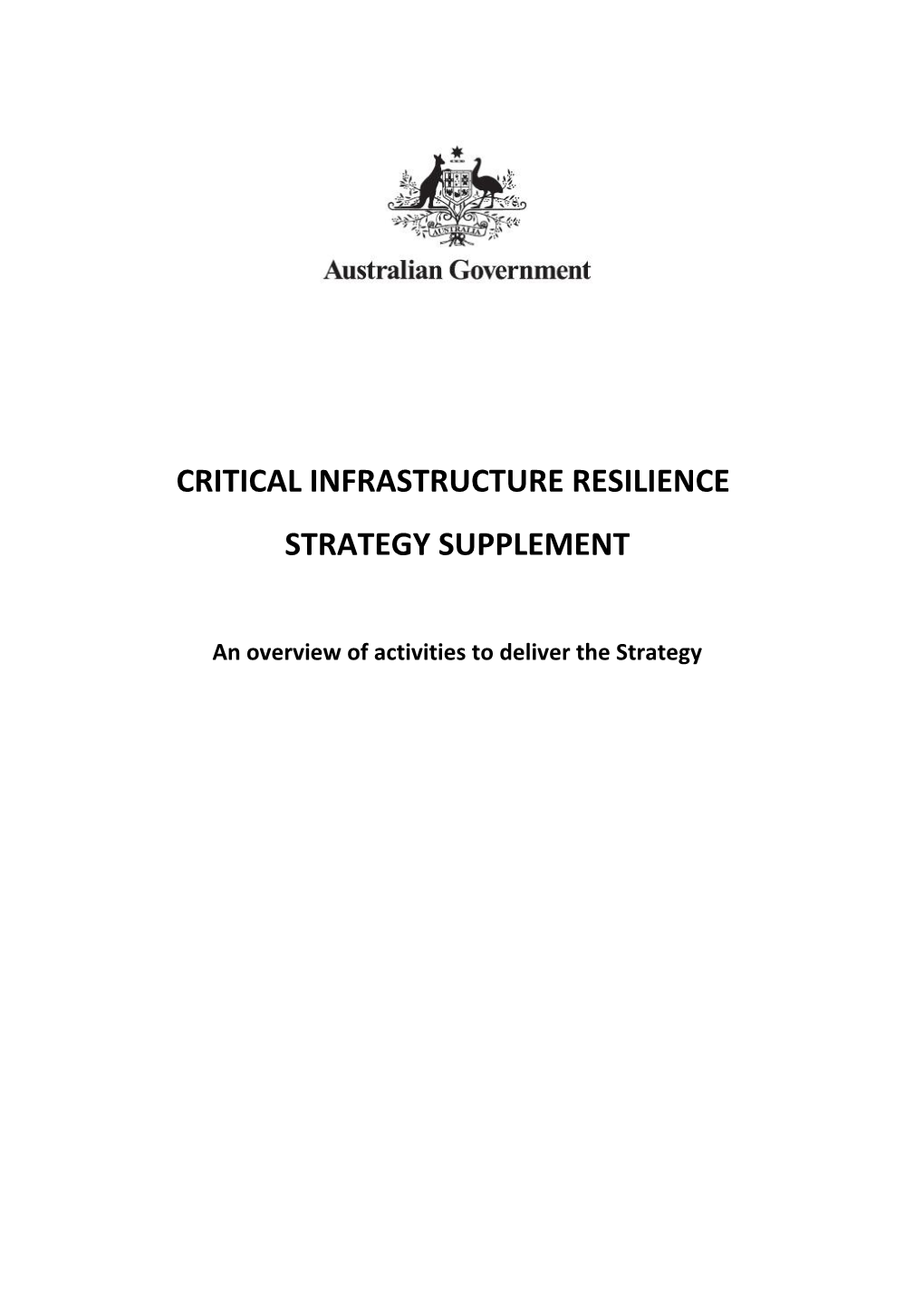 Australian Government S Critical Infrastructure Resilience Strategy Supplement DOC 101KB