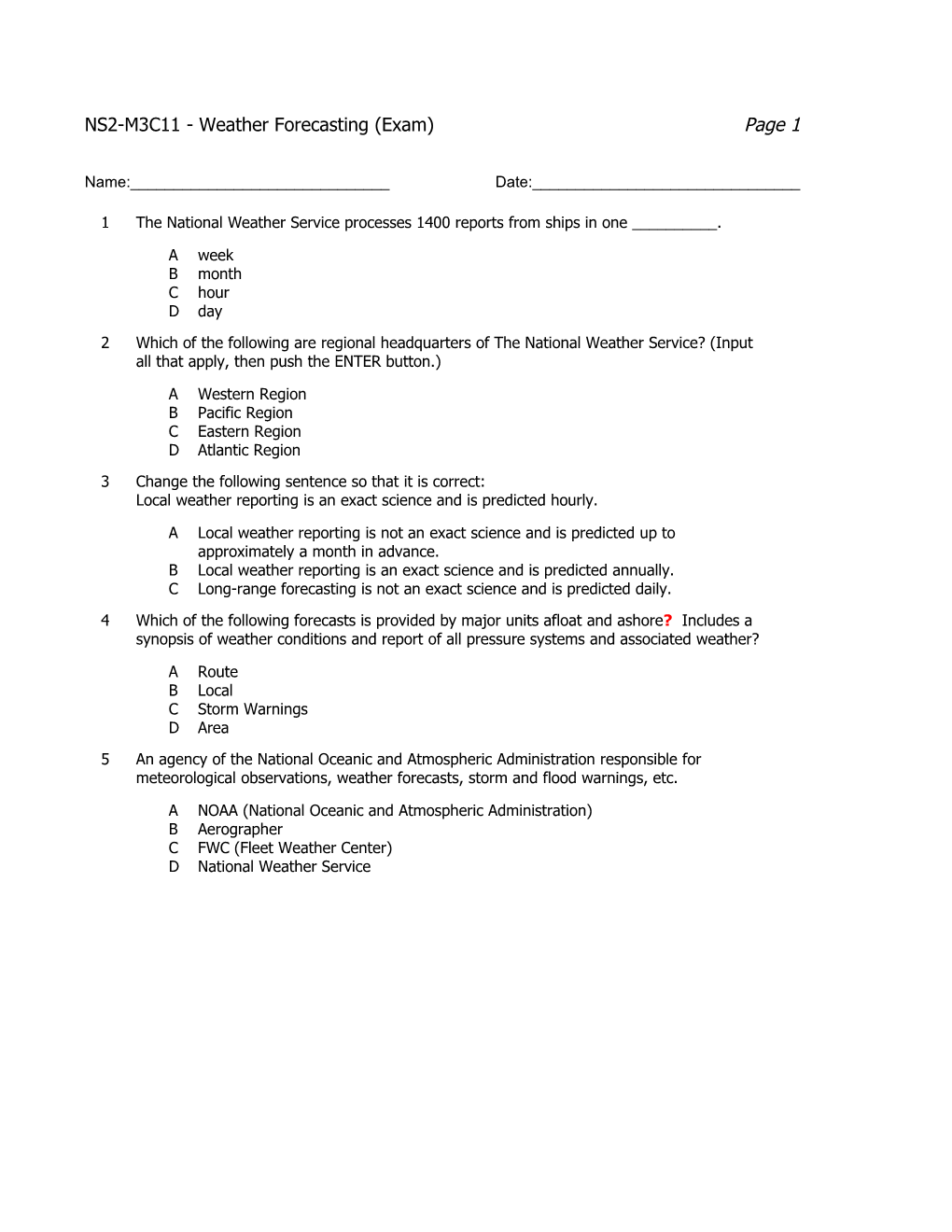 NS2-M3C11 - Weather Forecasting (Exam)Page 1