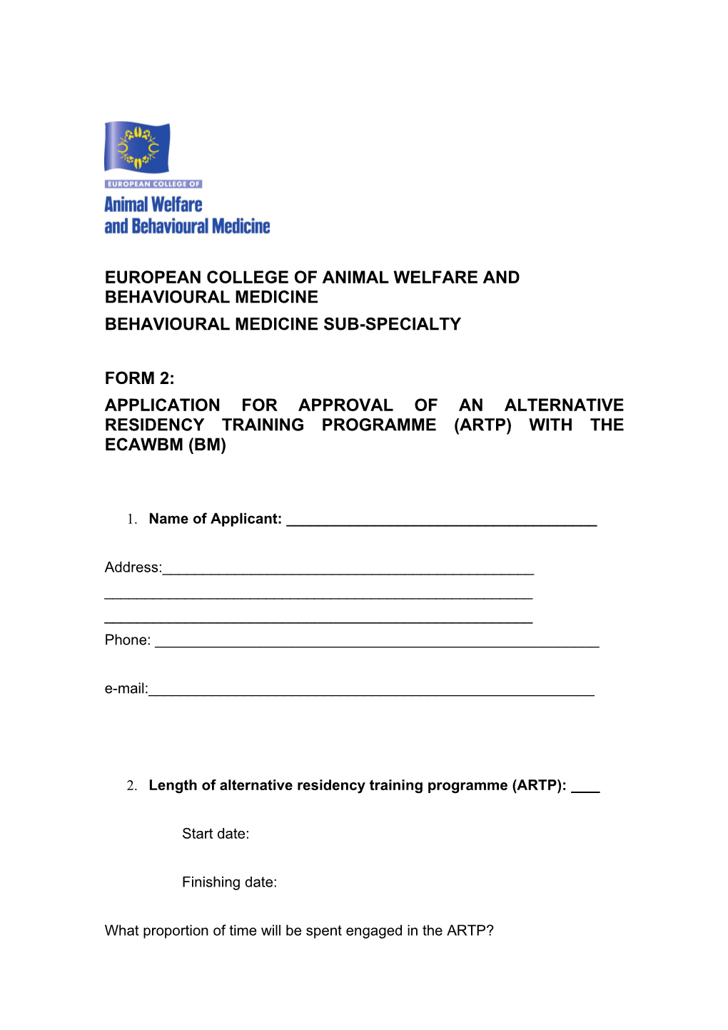 European College of Animal Welfare and Behavioural Medicine