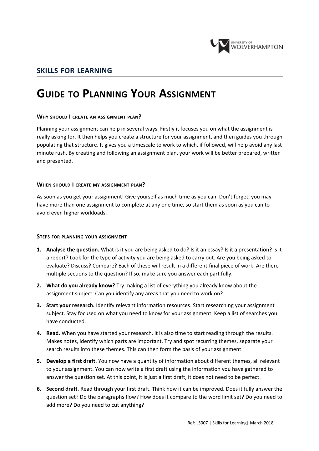 Guide to Planning Your Assignment