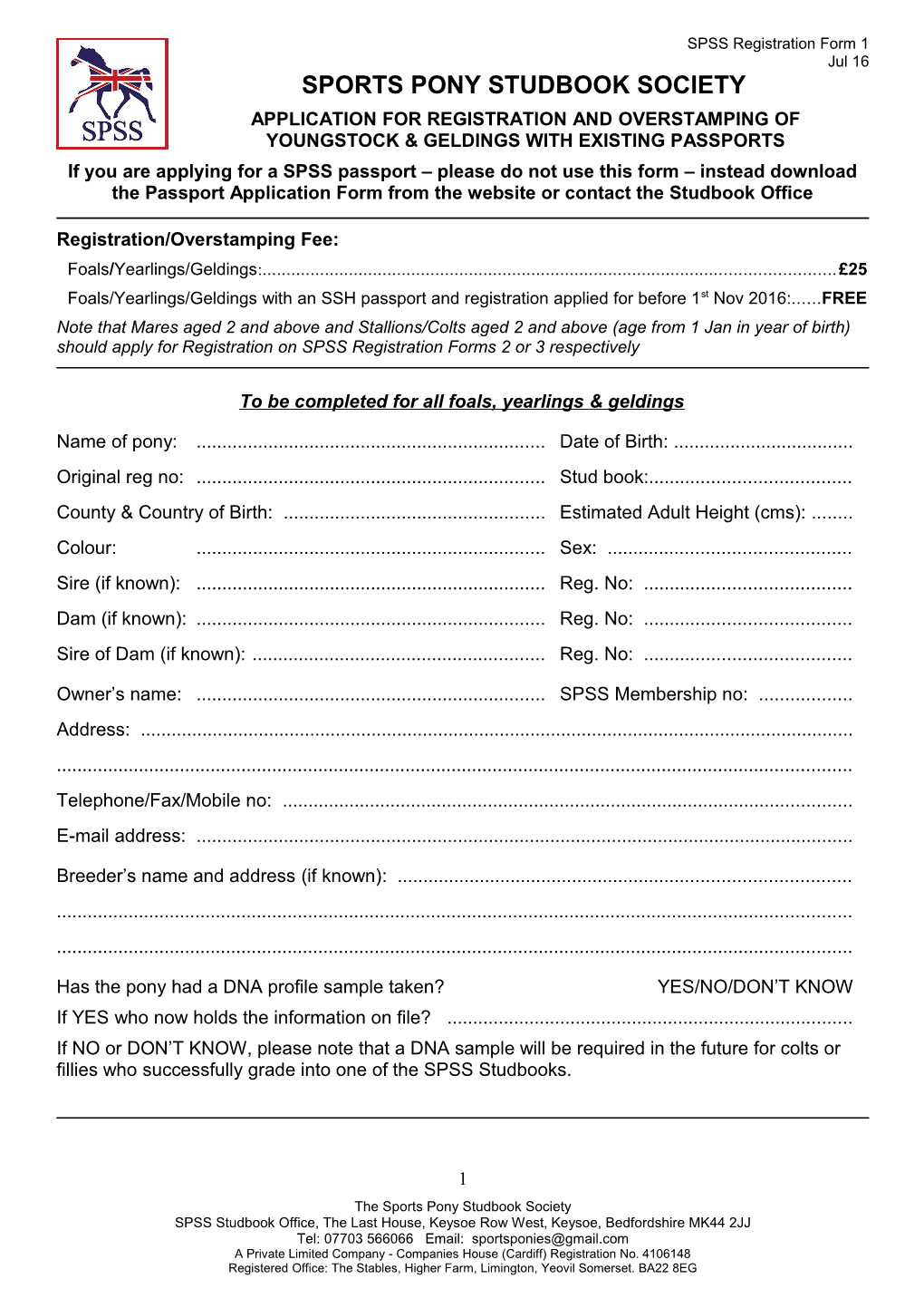 Regitration Form 3 - Youngstock