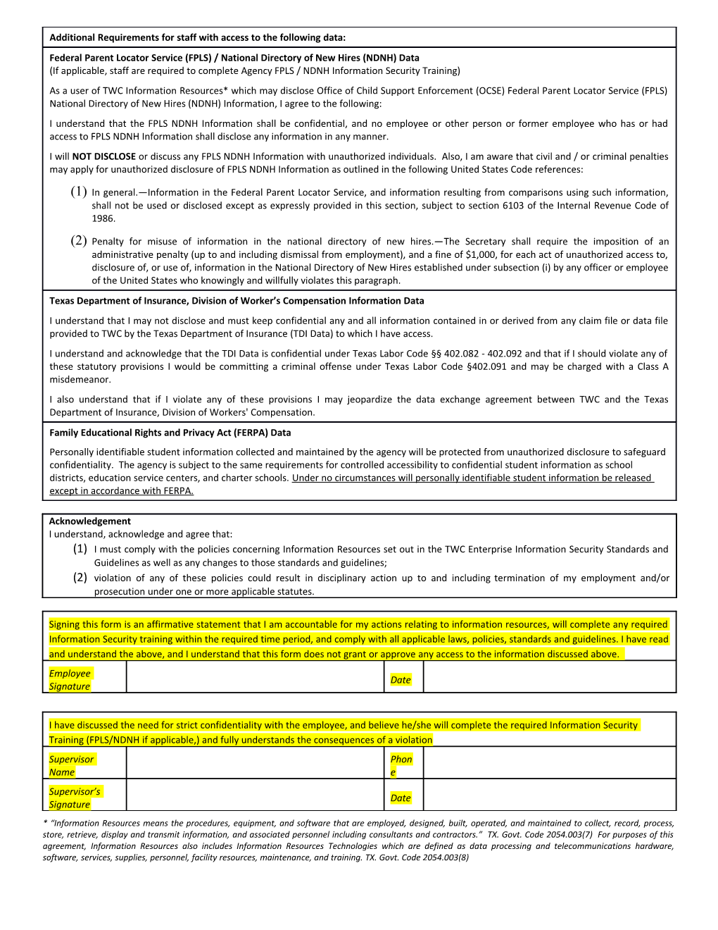 Information Resources Usage Agreement - P-41 (0313)
