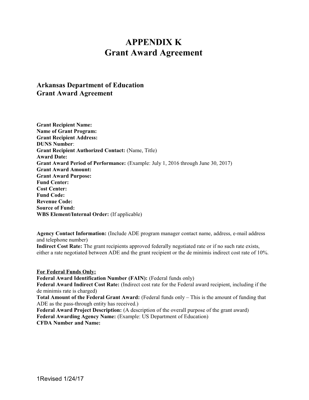 Grant Award Agreement