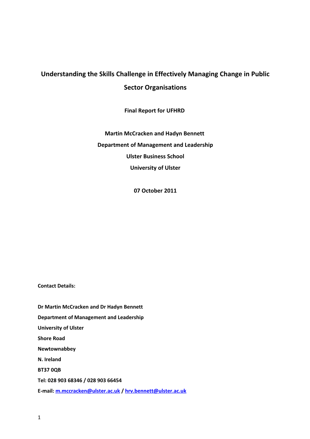 Understanding the Skills Challenge in Effectively Managing Change in Public Sector
