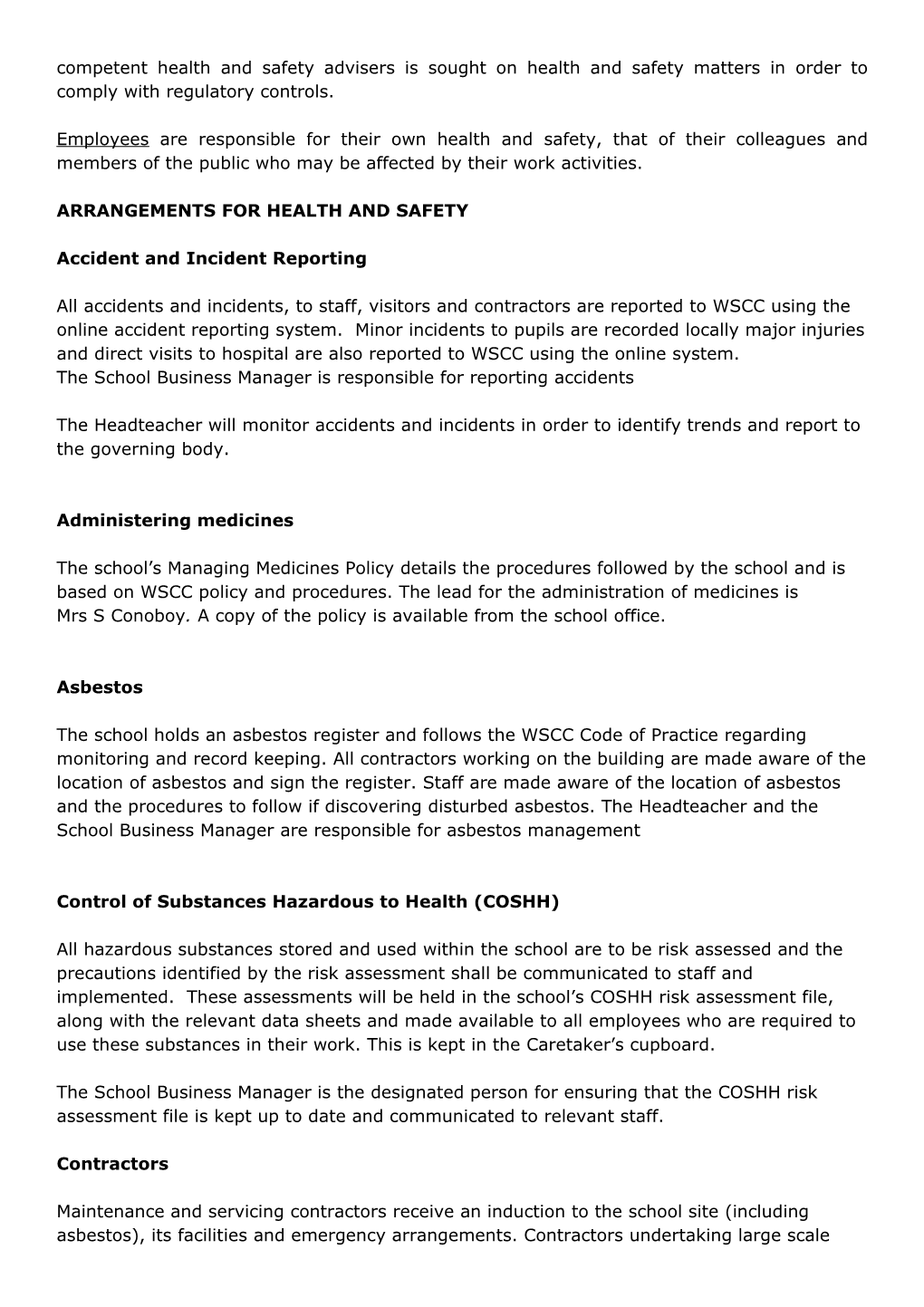 Model H & S Policy for Community, Voluntary Controlled and Special Agreement Schools V2