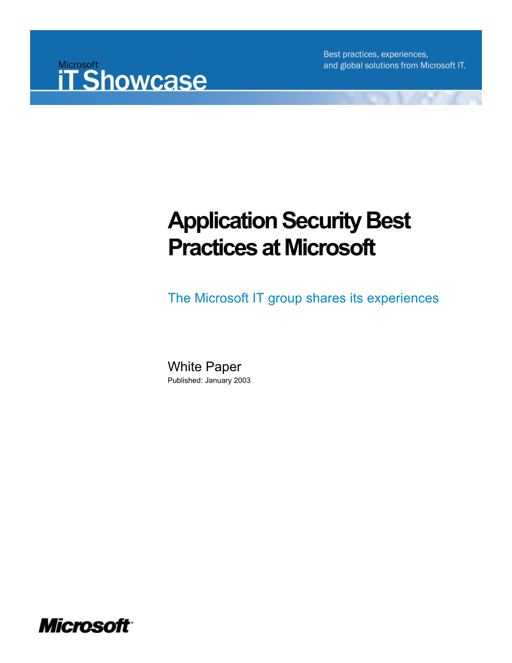 Application Security Best Practices at Microsoft