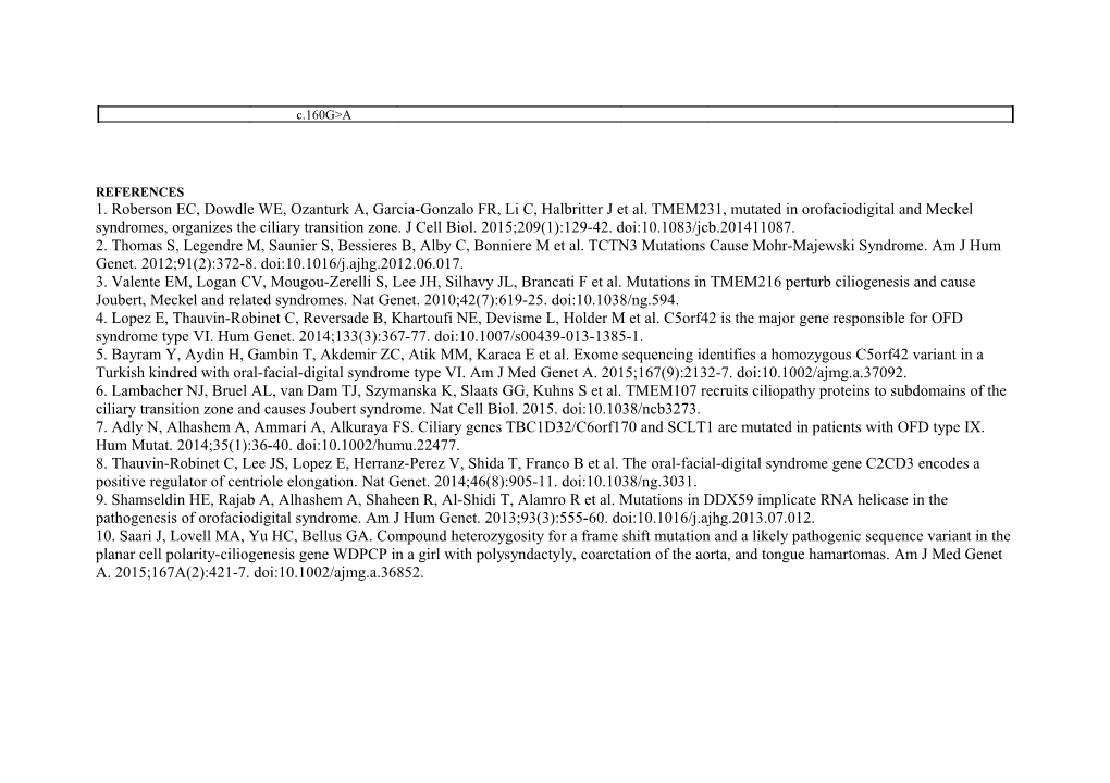 Supplementary Table 2. Mutations Identified in OFD Genes Other Than OFD1