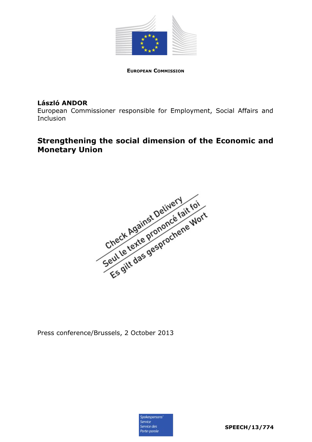 Strengthening the Social Dimension of the Economic and Monetary Union