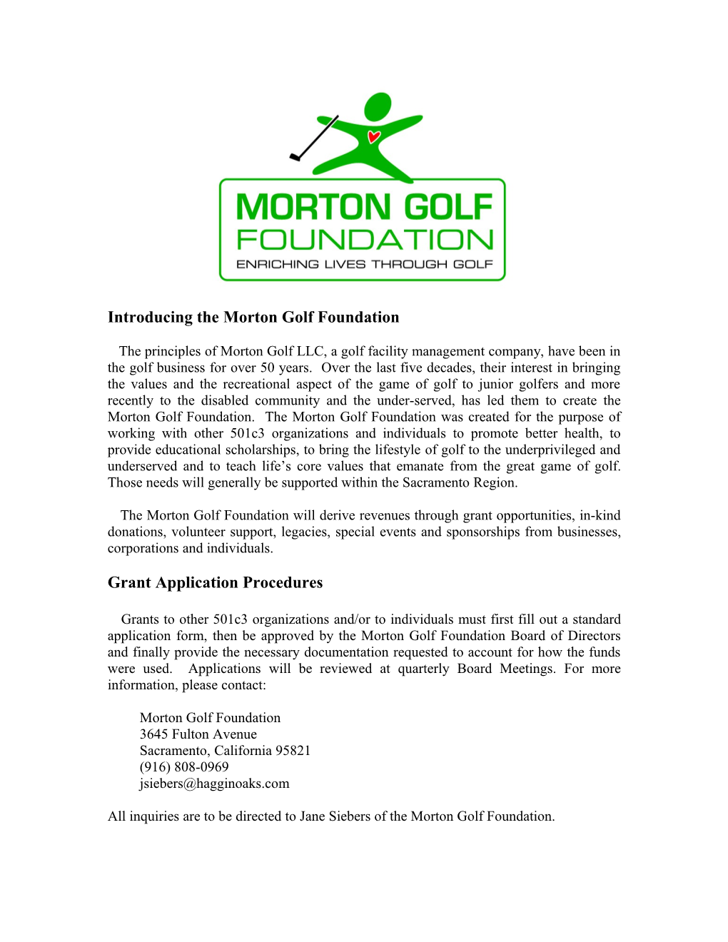 Introducing the Morton Golf Foundation