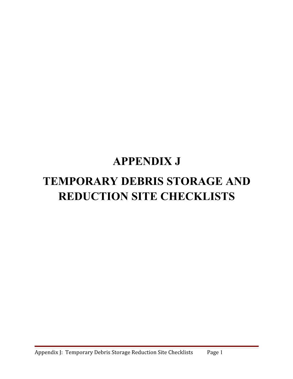 Temporary Debris Storage and Reduction Site Checklists