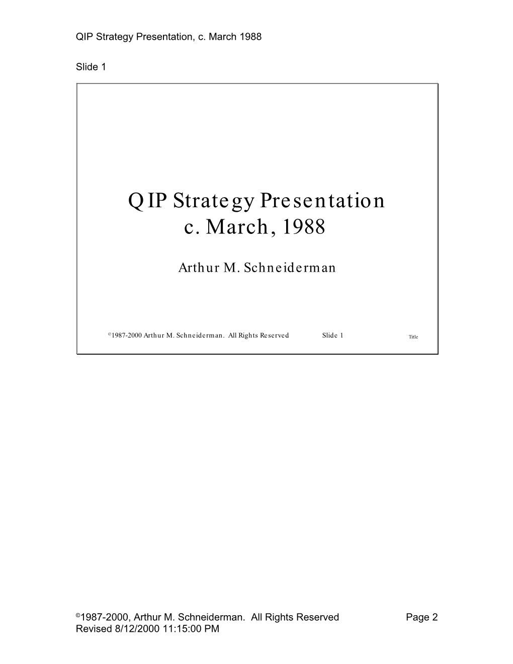 QIP Strategy Presentation