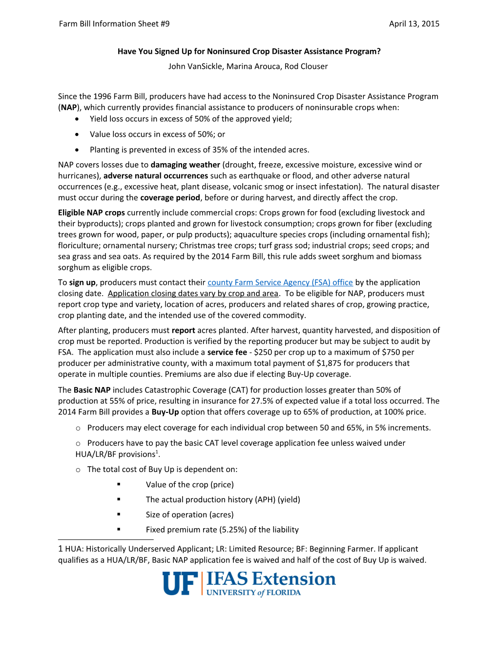 Have You Signed up for Noninsured Crop Disaster Assistance Program?