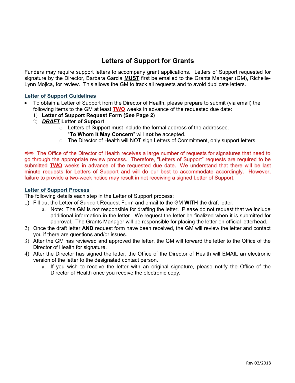 Letters of Support for Grants