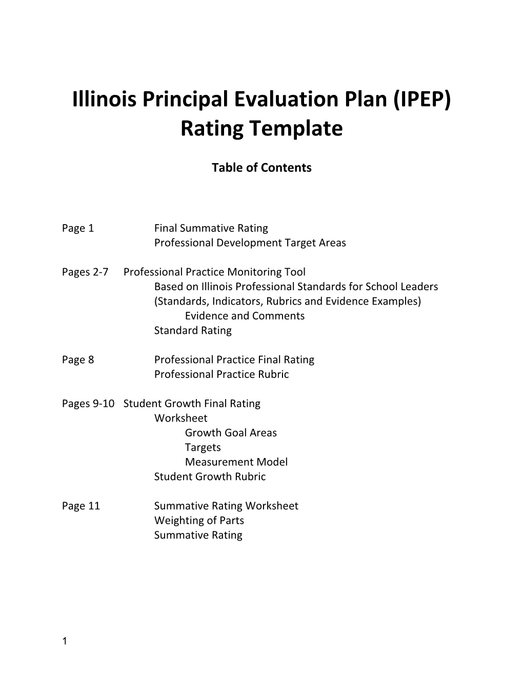 Illinois Principal Evaluation Plan (IPEP) Rating Template