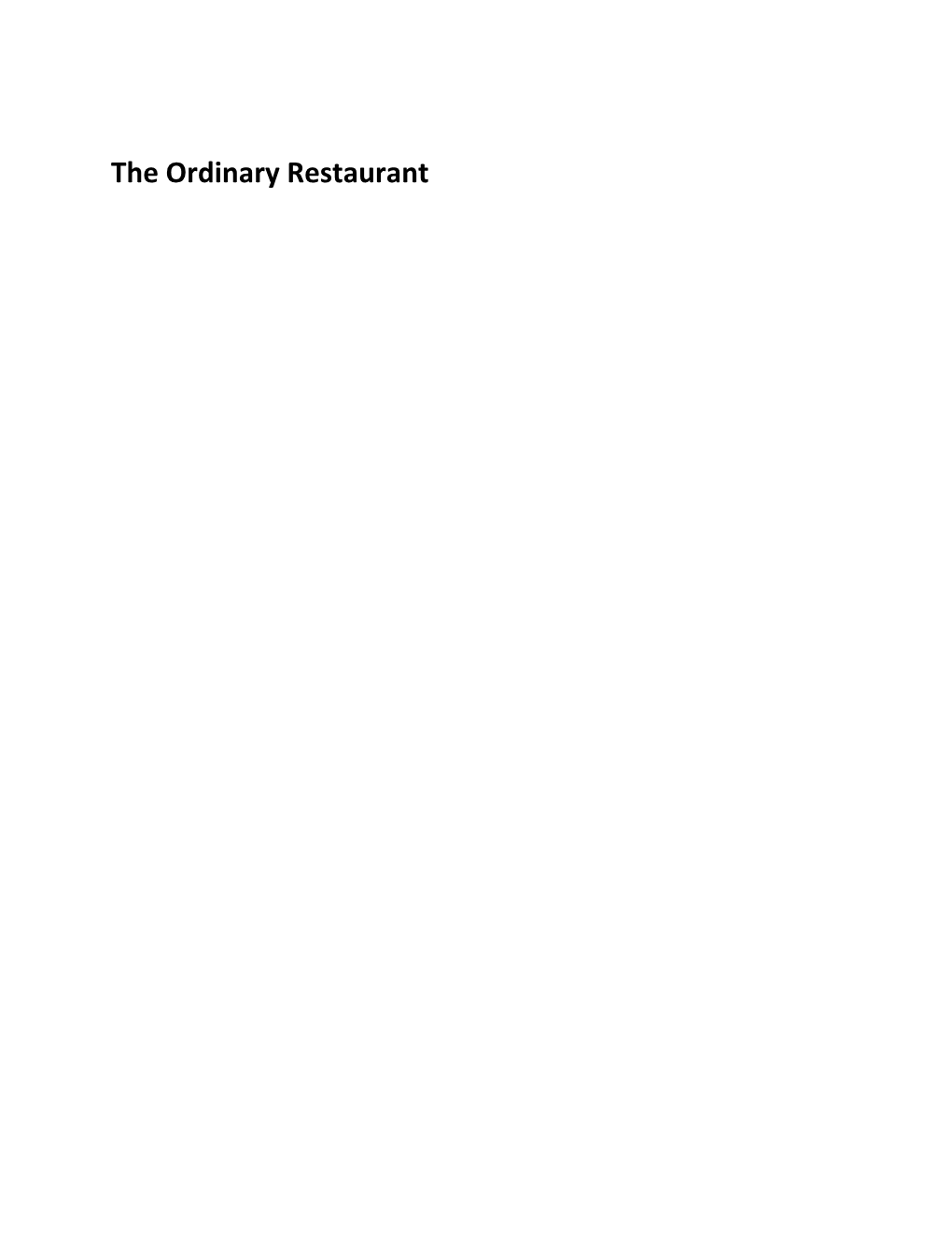 The Ordinary Restaurant