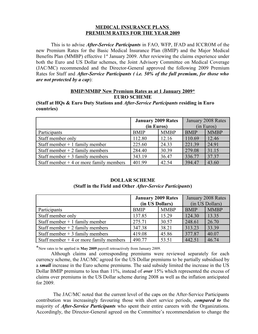 Staff Medical Insurance Plans