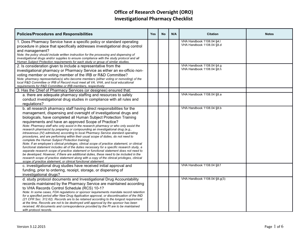 Office of Research Oversight (ORO)