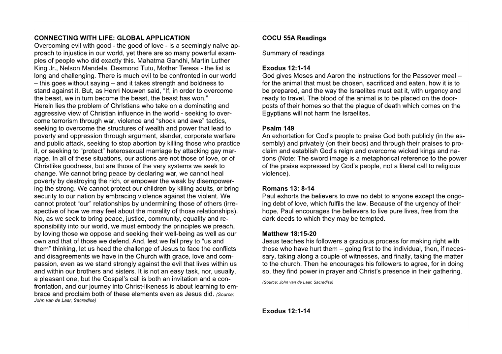 COCU 55A Readings