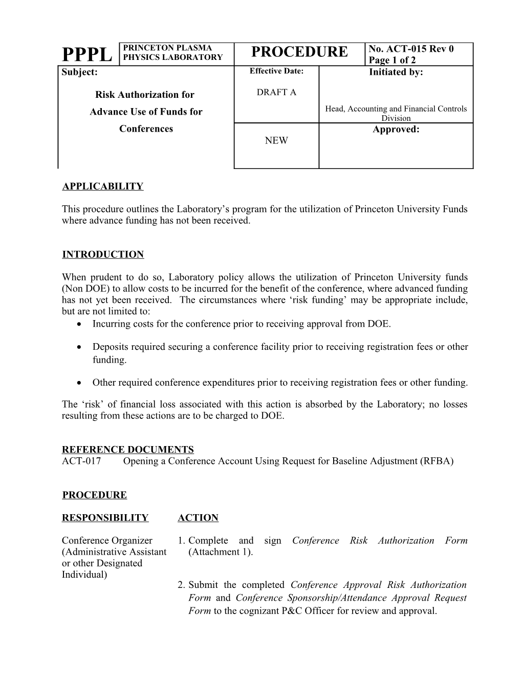 This Procedure Outlines the Laboratory S Program for the Utilization of Princeton University