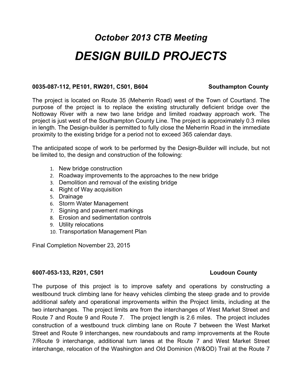 Design Build Projects