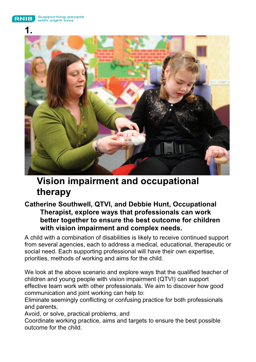Vision Impairment and Occupational Therapy