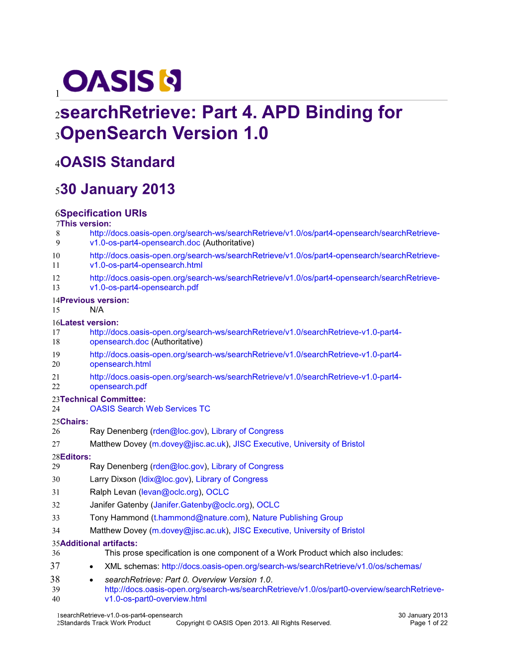 Searchretrieve: Part 4. APD Binding for Opensearch Version 1.0