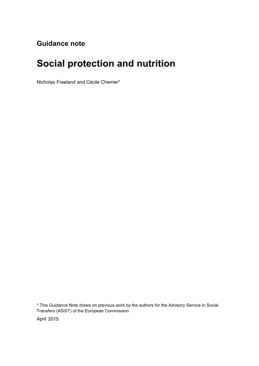 Social Protection and Nutrition