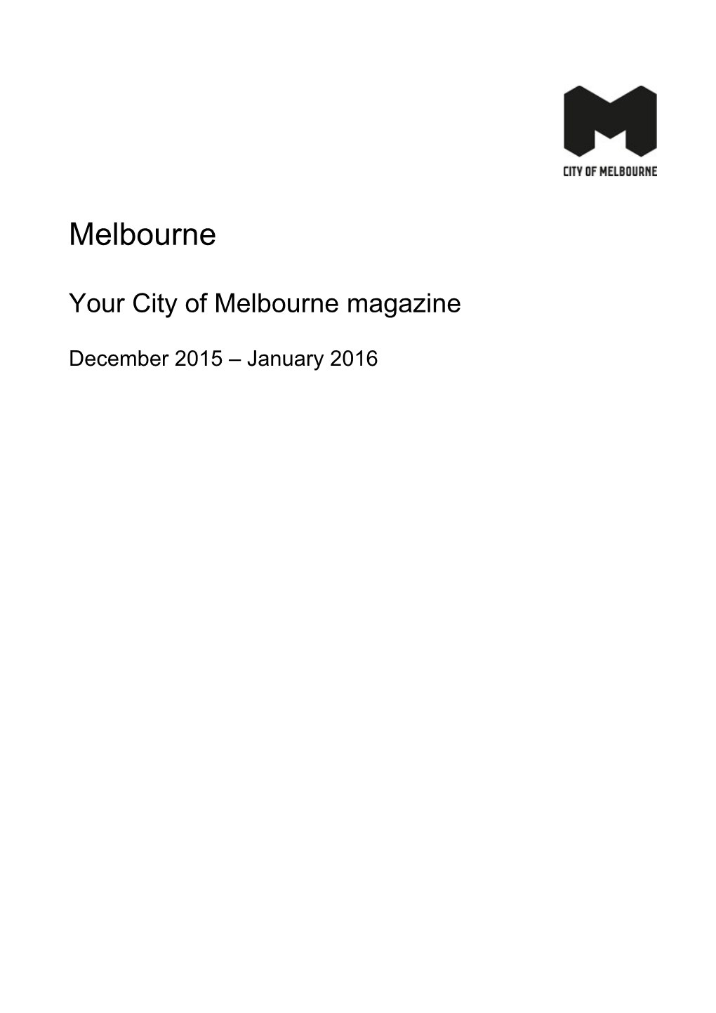 Your City of Melbournemagazine