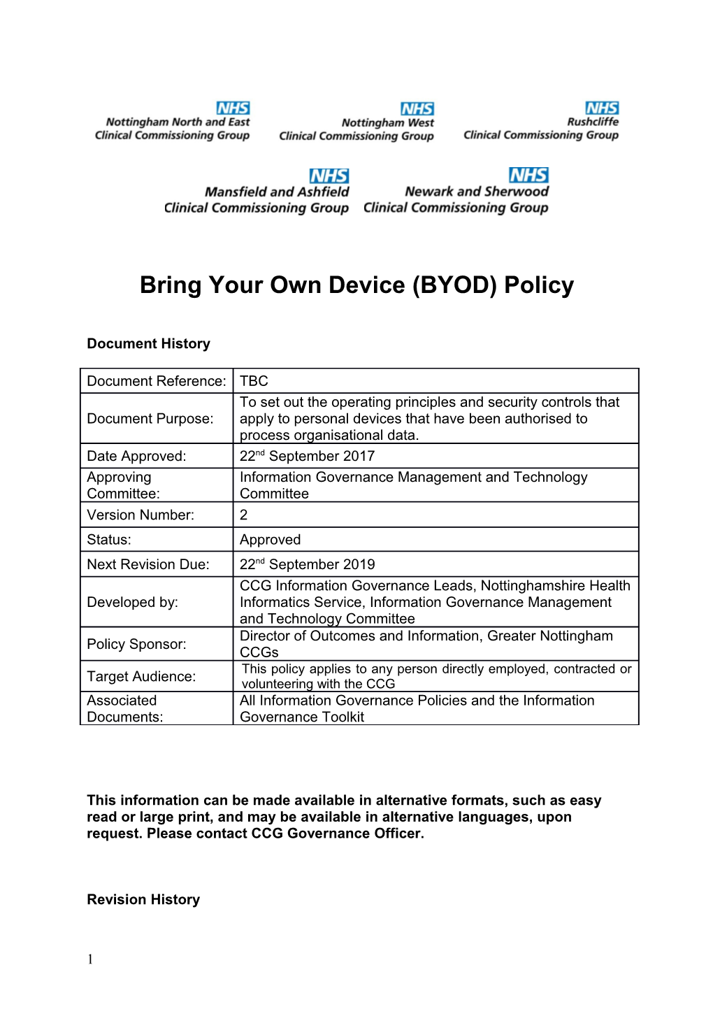 Bring Your Own Device (BYOD) Policy
