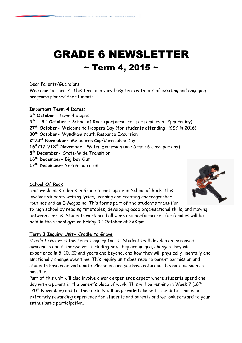Grade 6 Newsletter