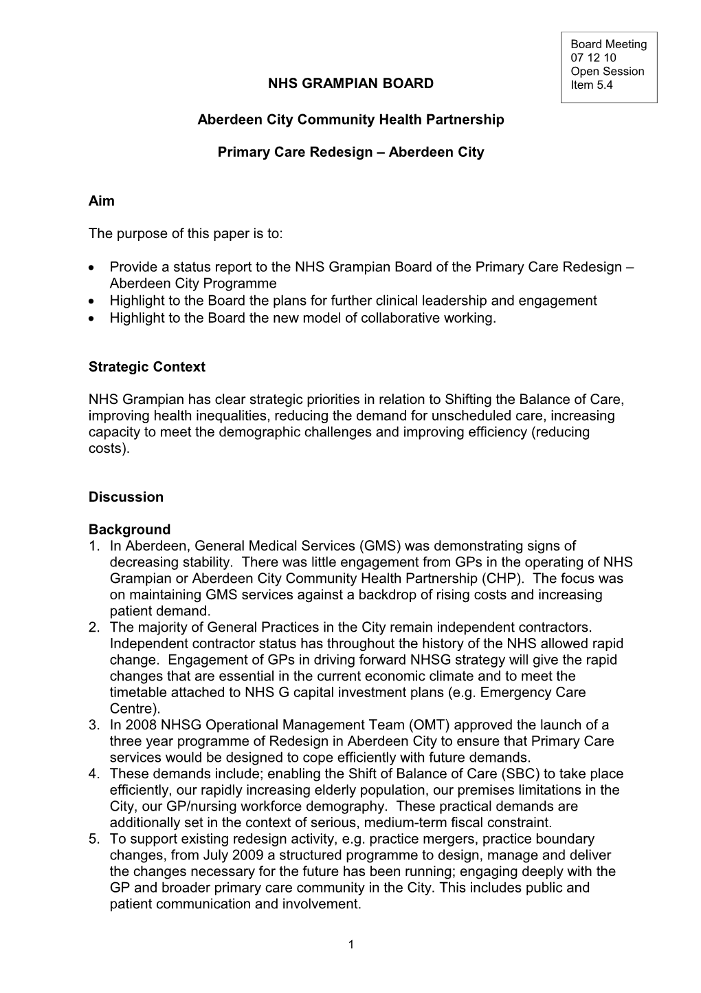 Item 5.4 for 7 Dec Integrated Working with Primary Care in Abdn