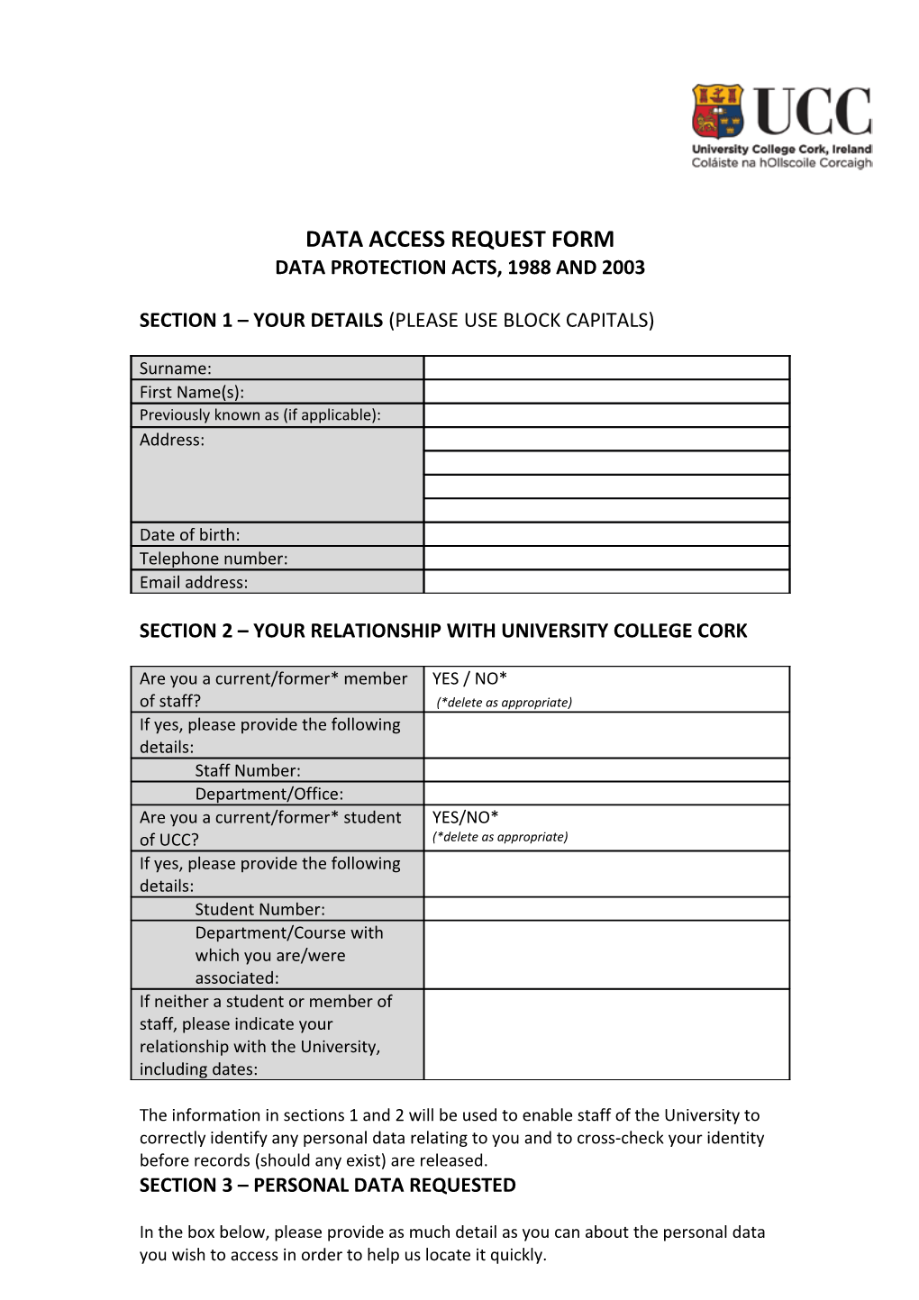 Data Access Request Form