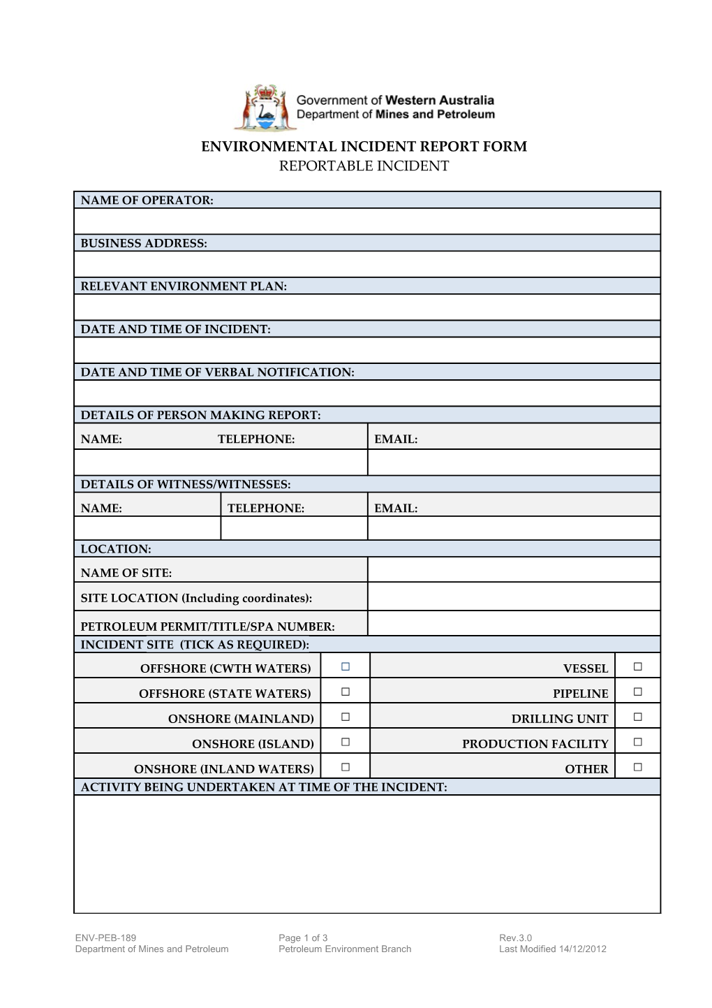 Incident Response Form
