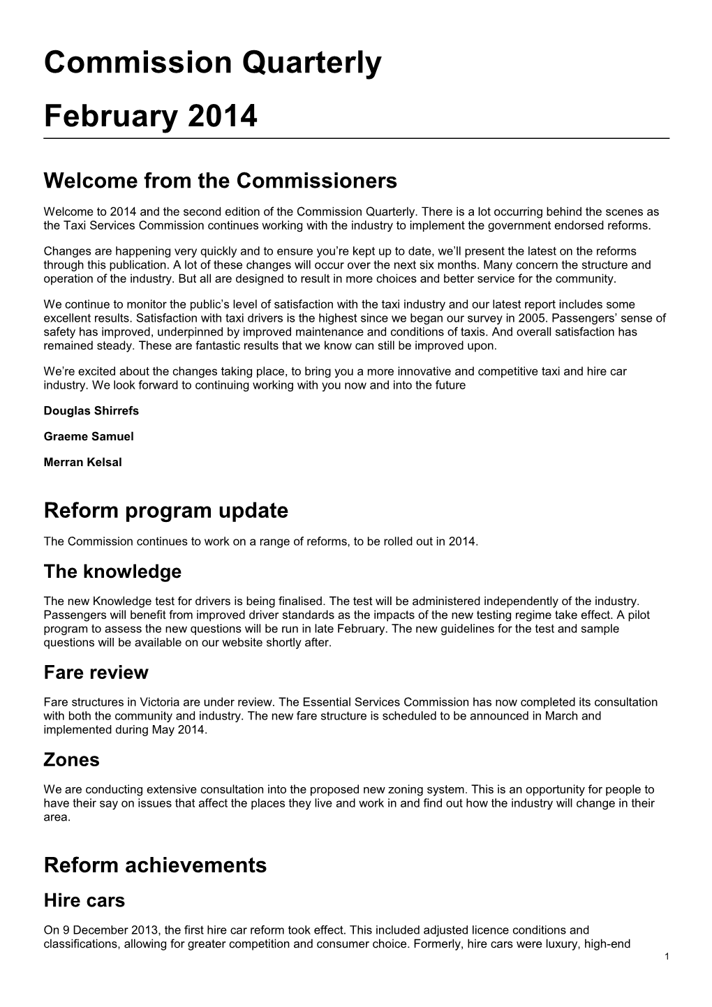 Commission Quarterly February 2014 Edition