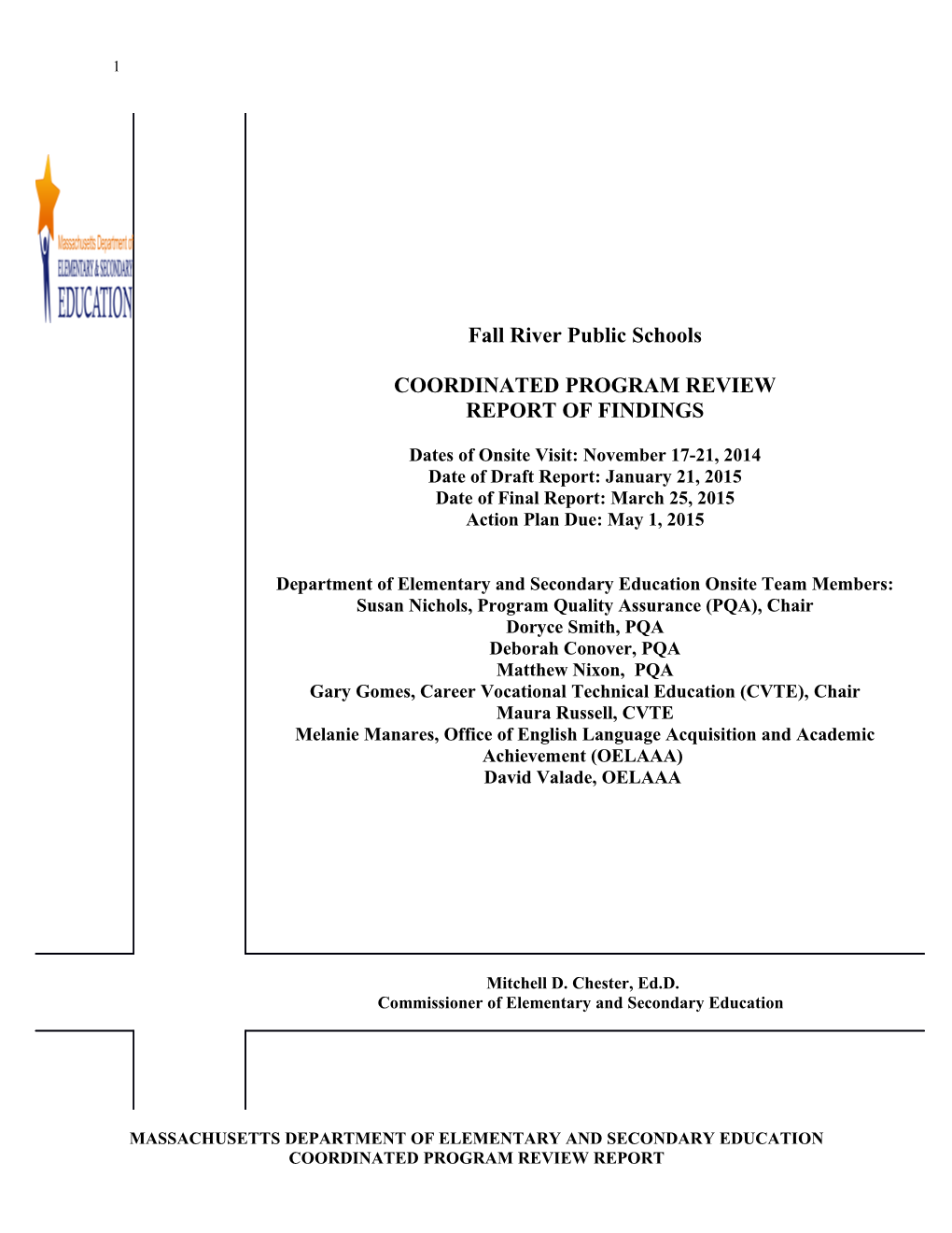 Fall River Public Schools CPR Final Report 2015