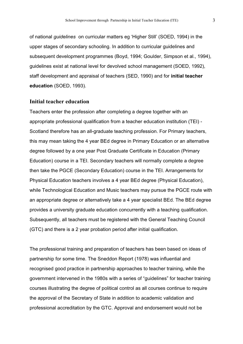 School Improvement Through Partnership in Initial Teacher Education (ITE)