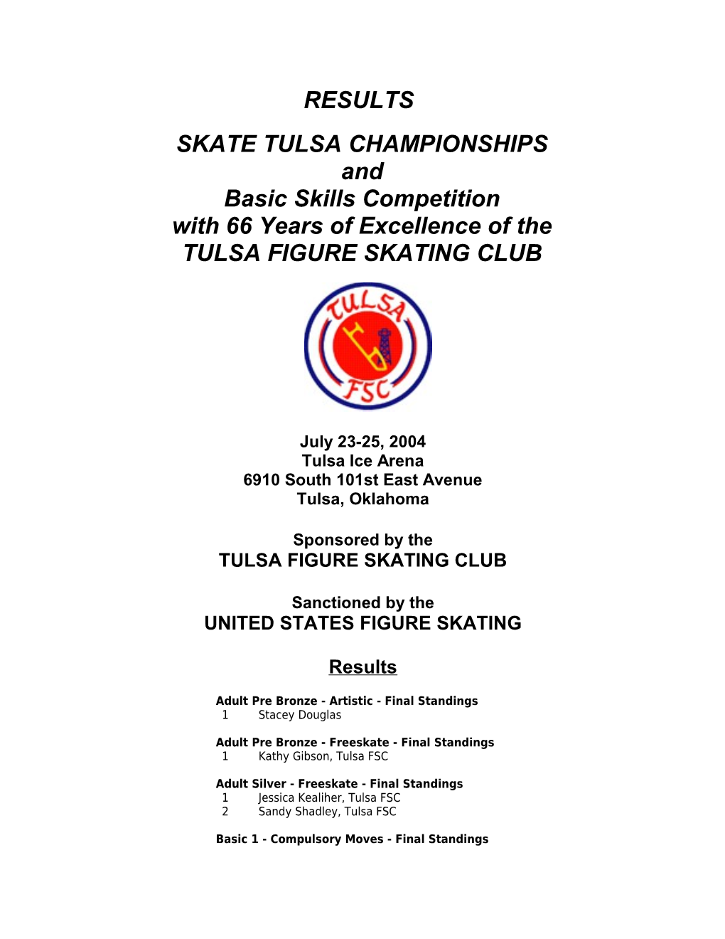 SKATE TULSA CHAMPIONSHIPS and Basic Skills Competition with 66 Years of Excellence Of