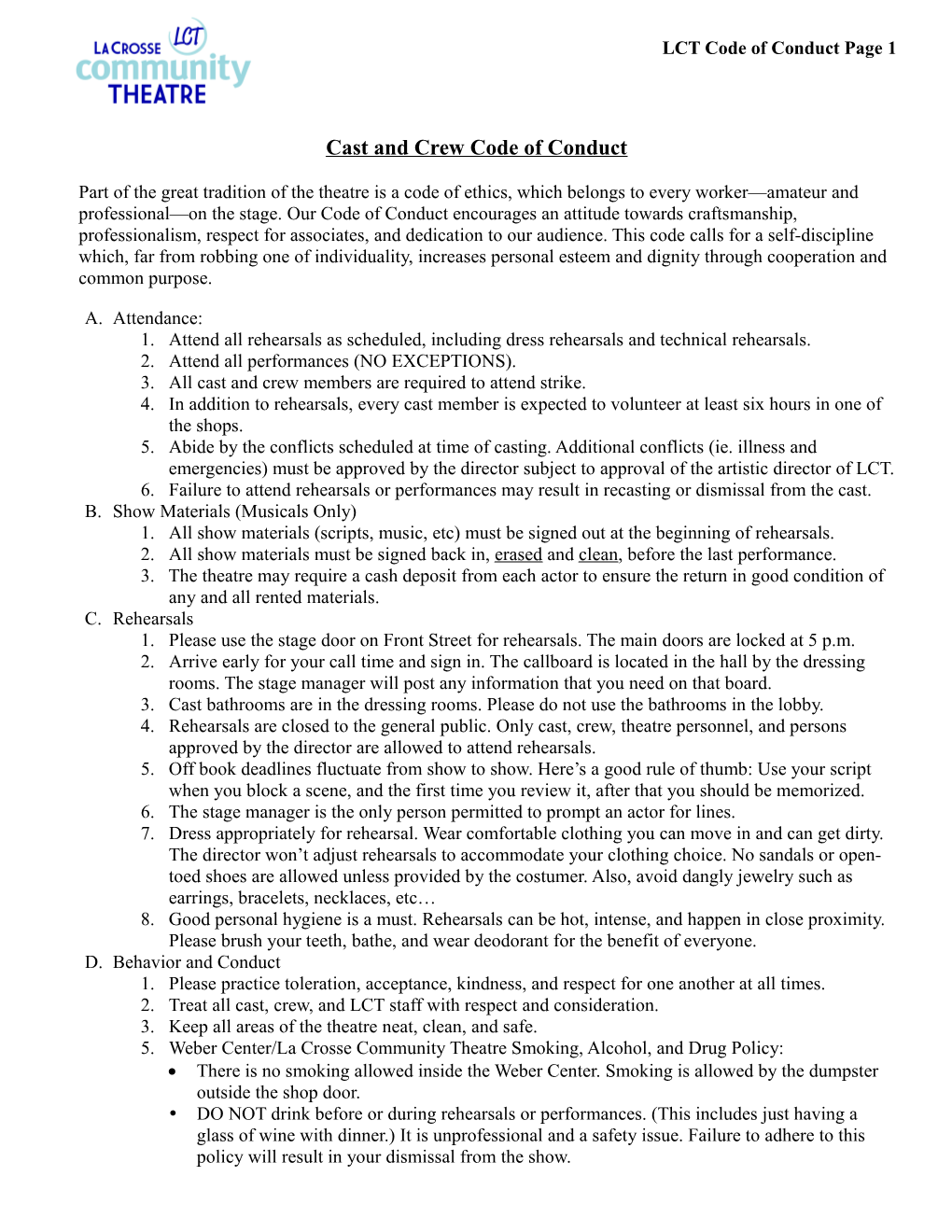 LCT Code of Conduct Page 1