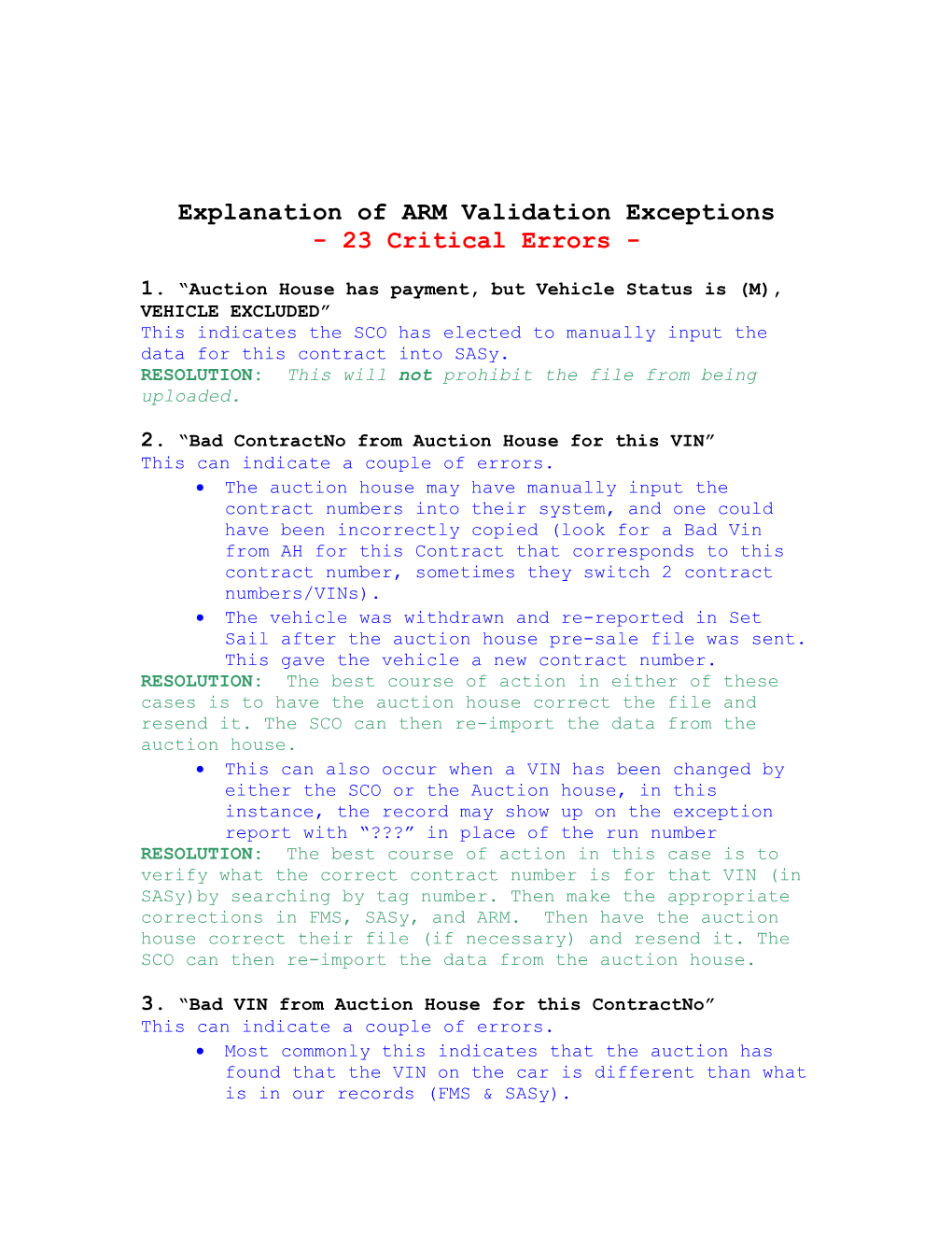 Explanation of ARM Validation Exceptions