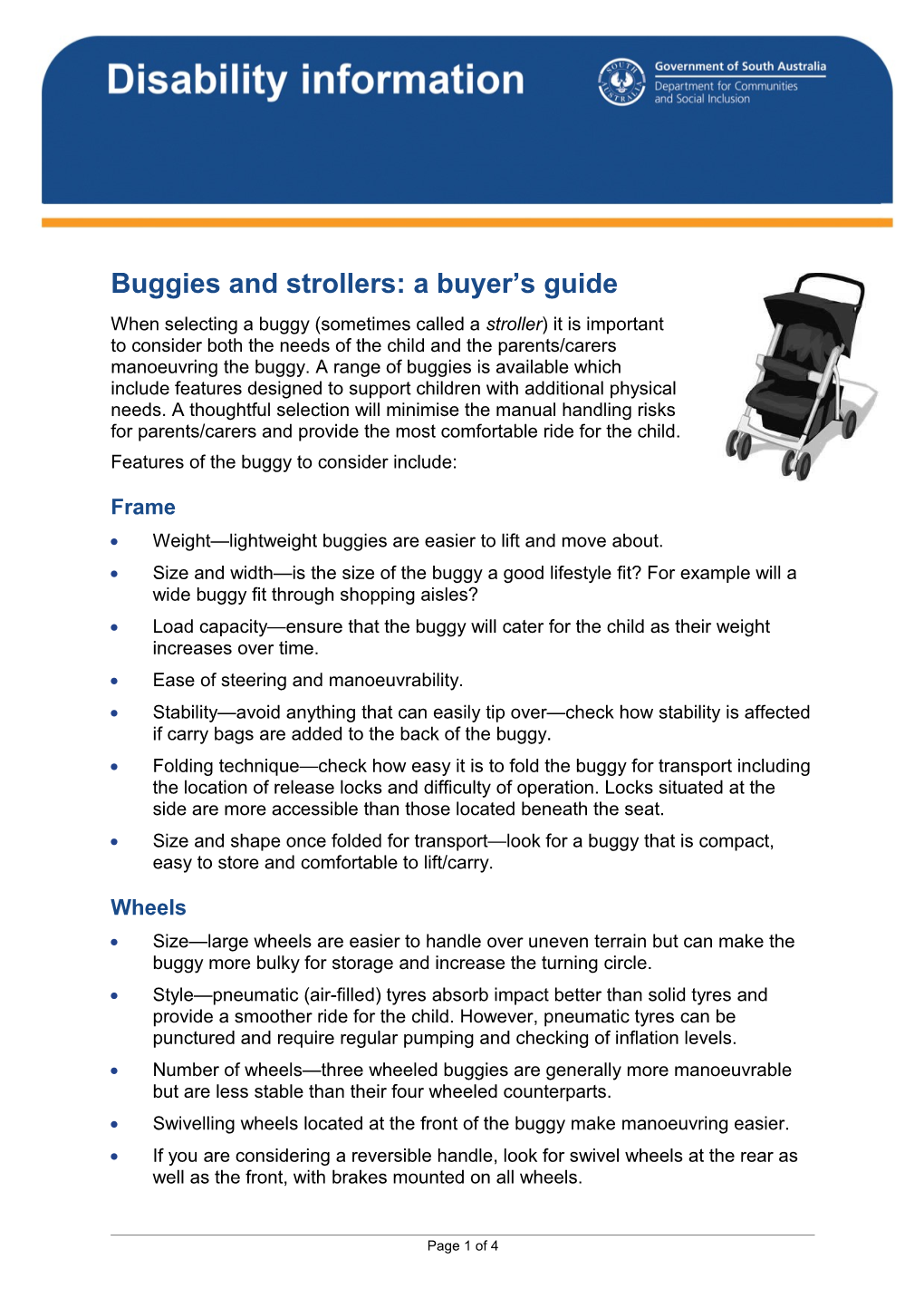 Buggies and Strollers: a Buyer S Guide