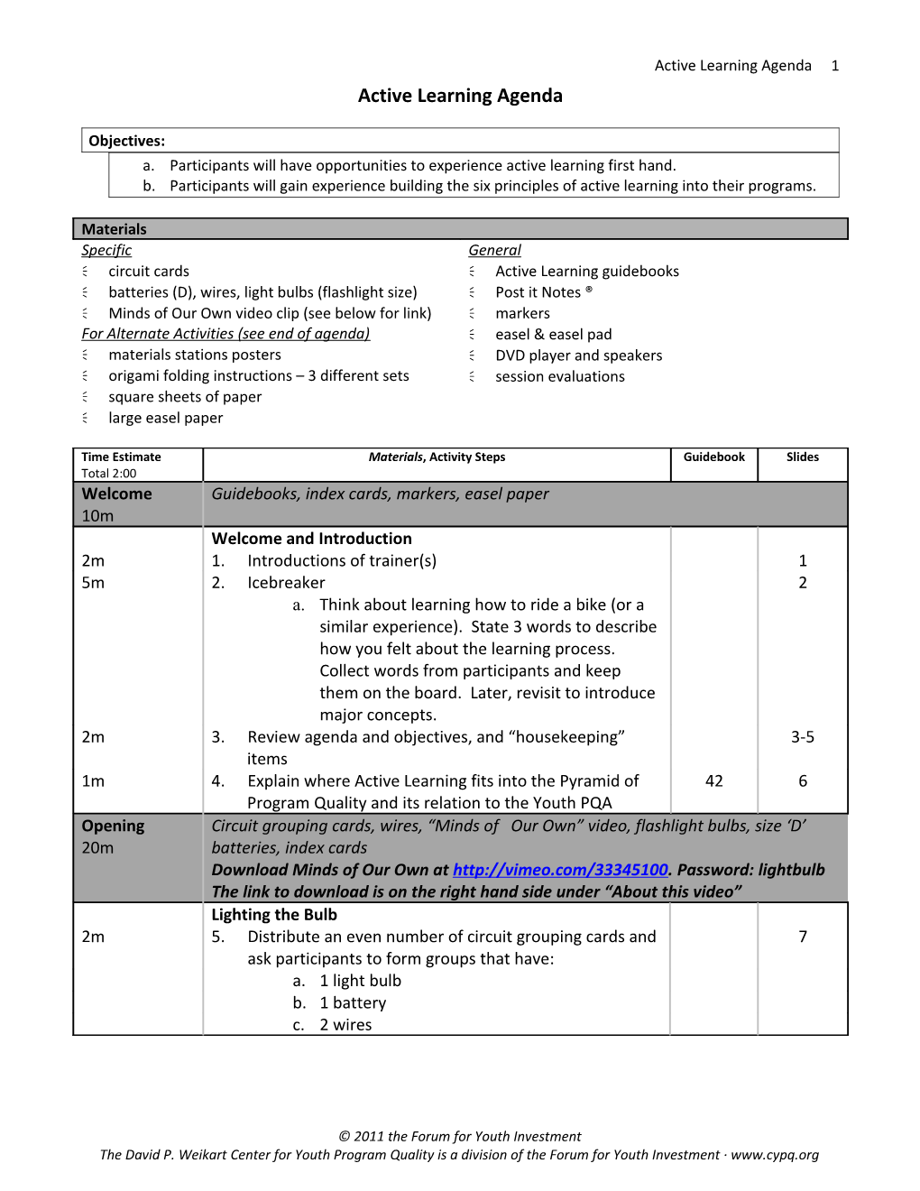 Building Community Agenda