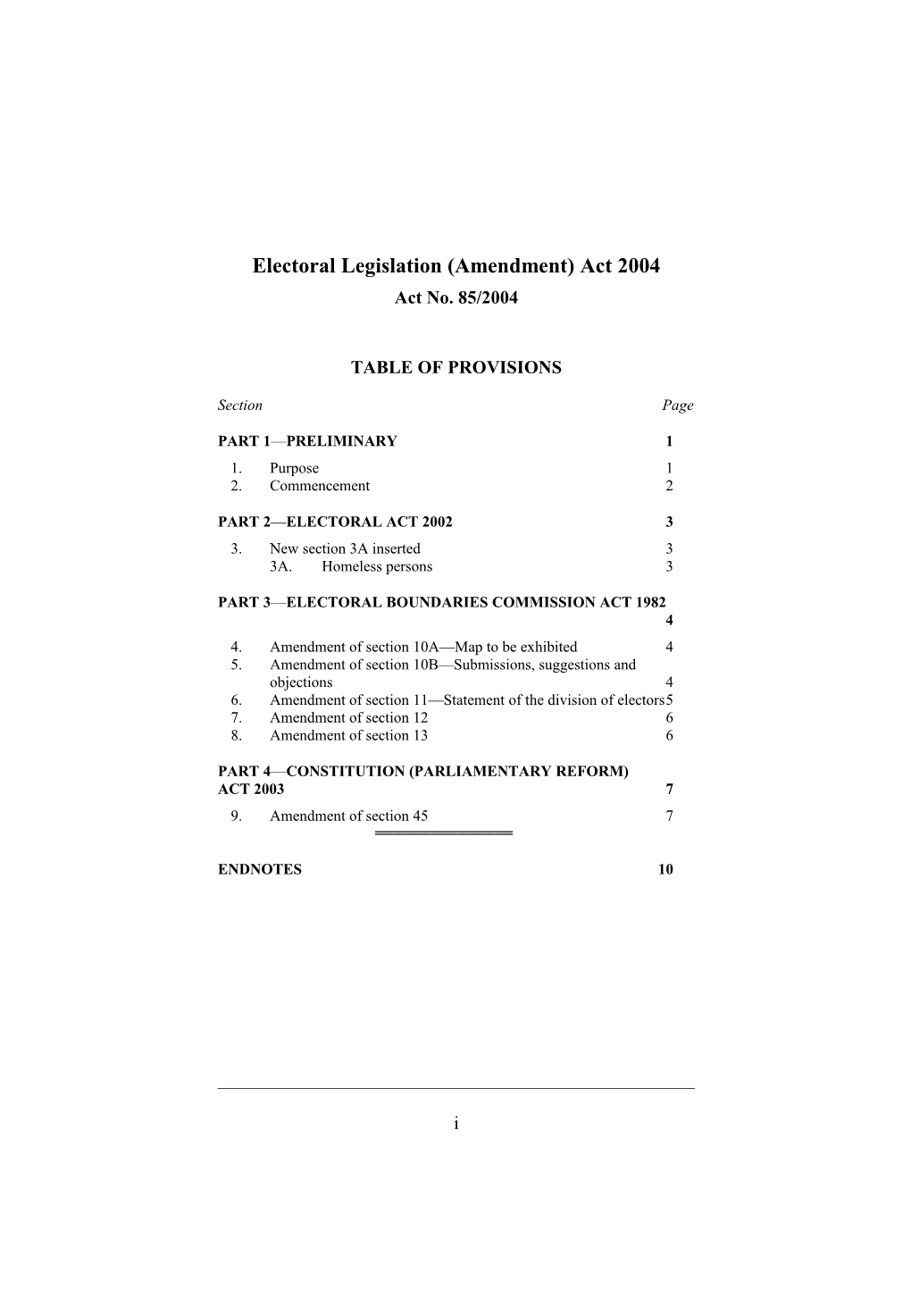 Electoral Legislation (Amendment) Act 2004