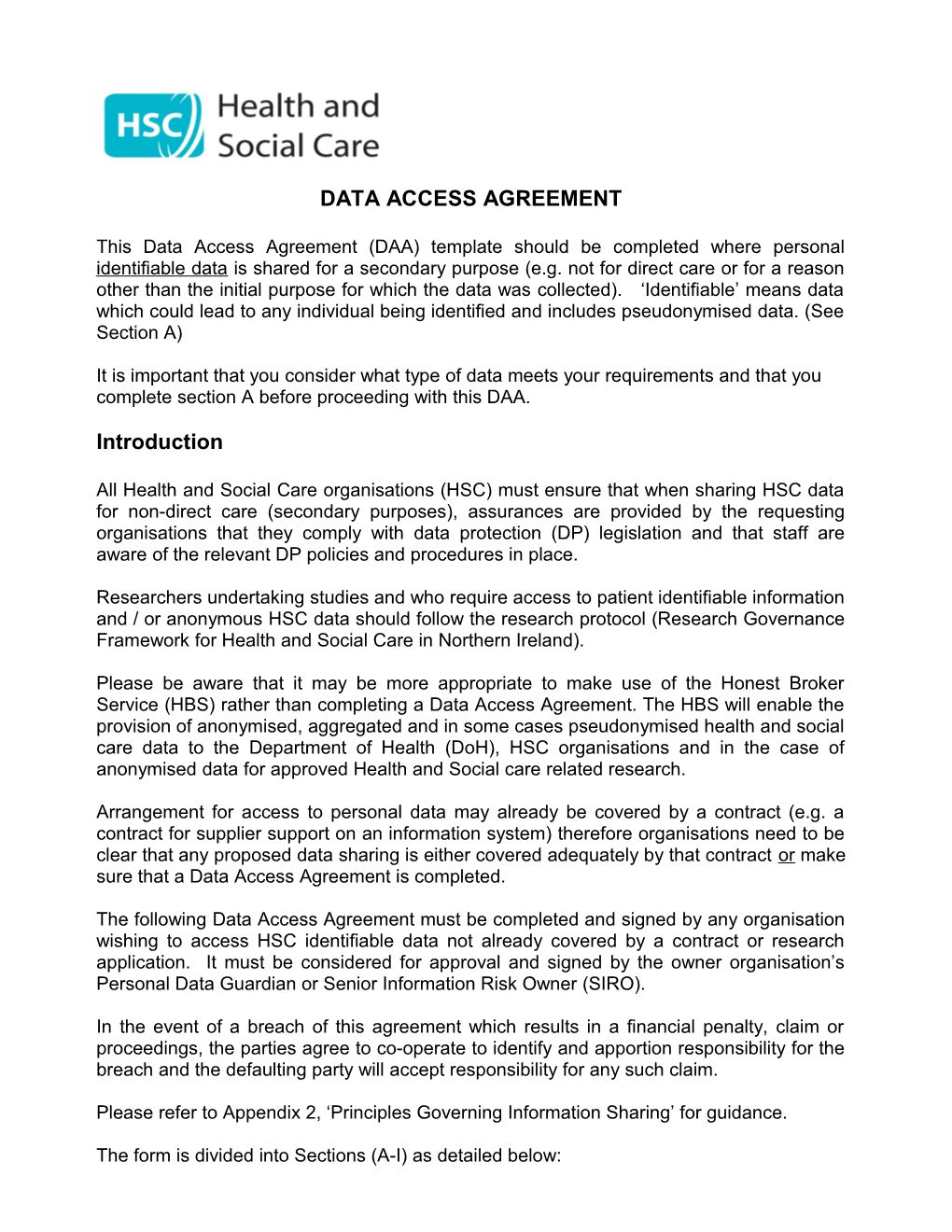 Appendix 2 - Data Access Agreement Template